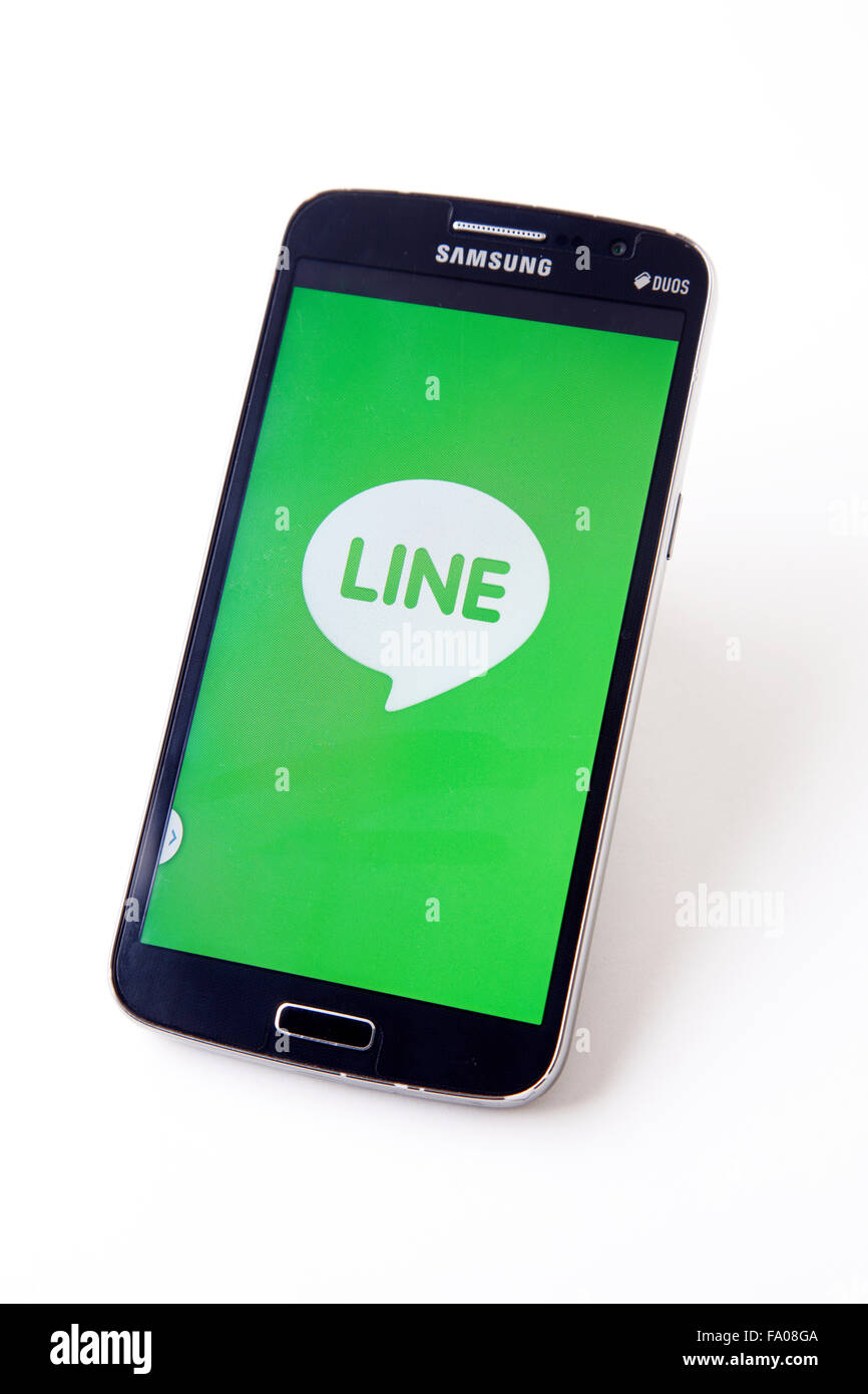 Kuala Lumpur,Malesia,14 Maggio,2015.Line è una applicazione giapponese per la messaggistica istantanea per smartphone e computer. Foto Stock