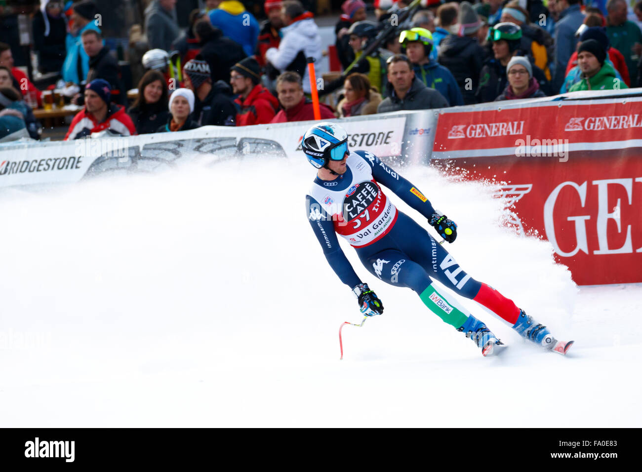 La Val Gardena, Italia 18 dicembre 2015. Tallone Werner (Ita) competere nel Audi FIS Coppa del Mondo di Sci Alpino Super-G gara Foto Stock