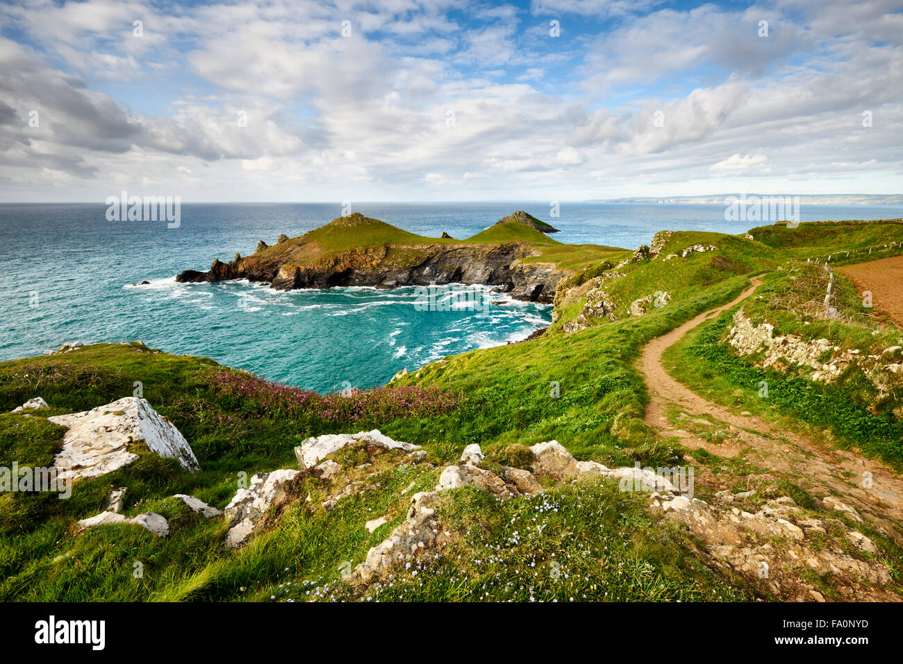 Costa sud-ovest percorso all'Groppe, Polzeath Foto Stock