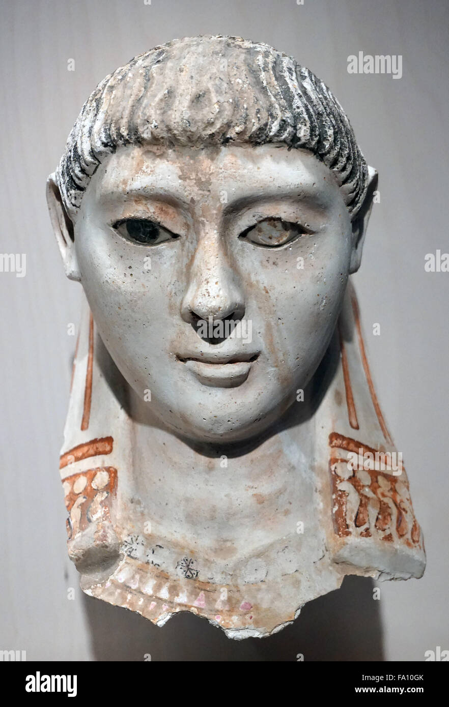 Mummia stucco maschera dal medio egitto 1a-2a secolo D.C. Foto Stock