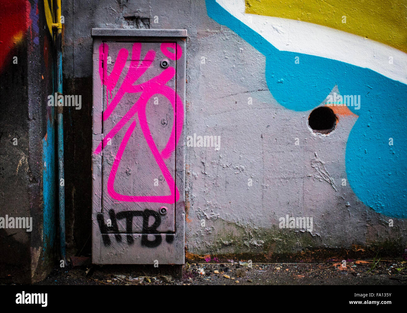 Arte dei Graffiti a Horbury Junction alla metropolitana, Wakefield, Regno Unito. Foto Stock
