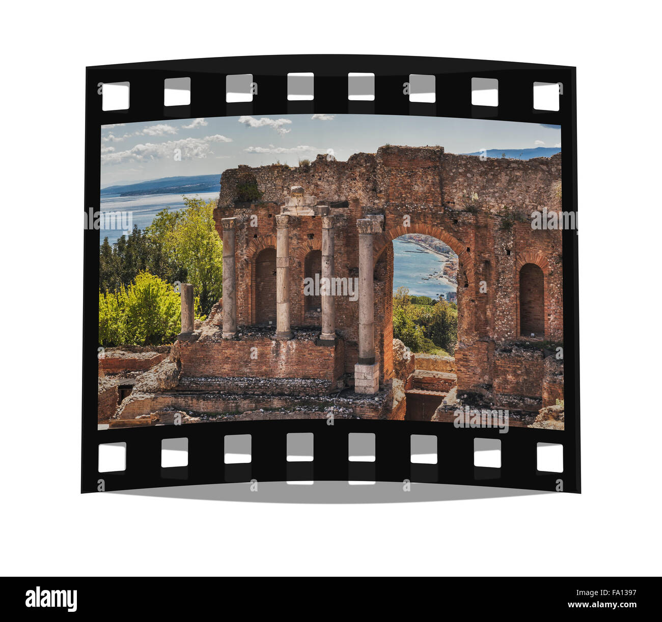 Il Teatro Antico di Taormina è anche noto come il Teatro Greco (teatro greco), in provincia di Messina, Sicilia, Italia, Europa Foto Stock