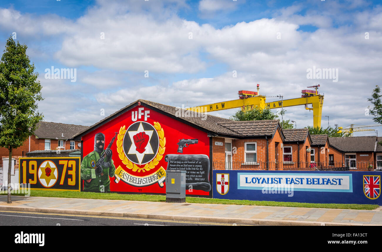 Lealisti angolo libertà in East Belfast murales Foto Stock