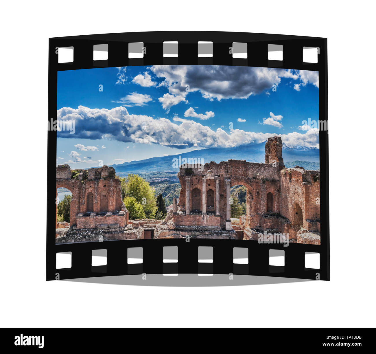 Il Teatro Antico di Taormina è anche noto come il Teatro Greco (teatro greco), in provincia di Messina, Sicilia, Italia, Europa Foto Stock