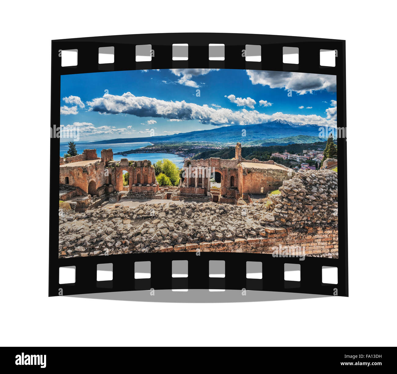 Il Teatro Antico di Taormina è anche noto come il Teatro Greco (teatro greco), in provincia di Messina, Sicilia, Italia, Europa Foto Stock