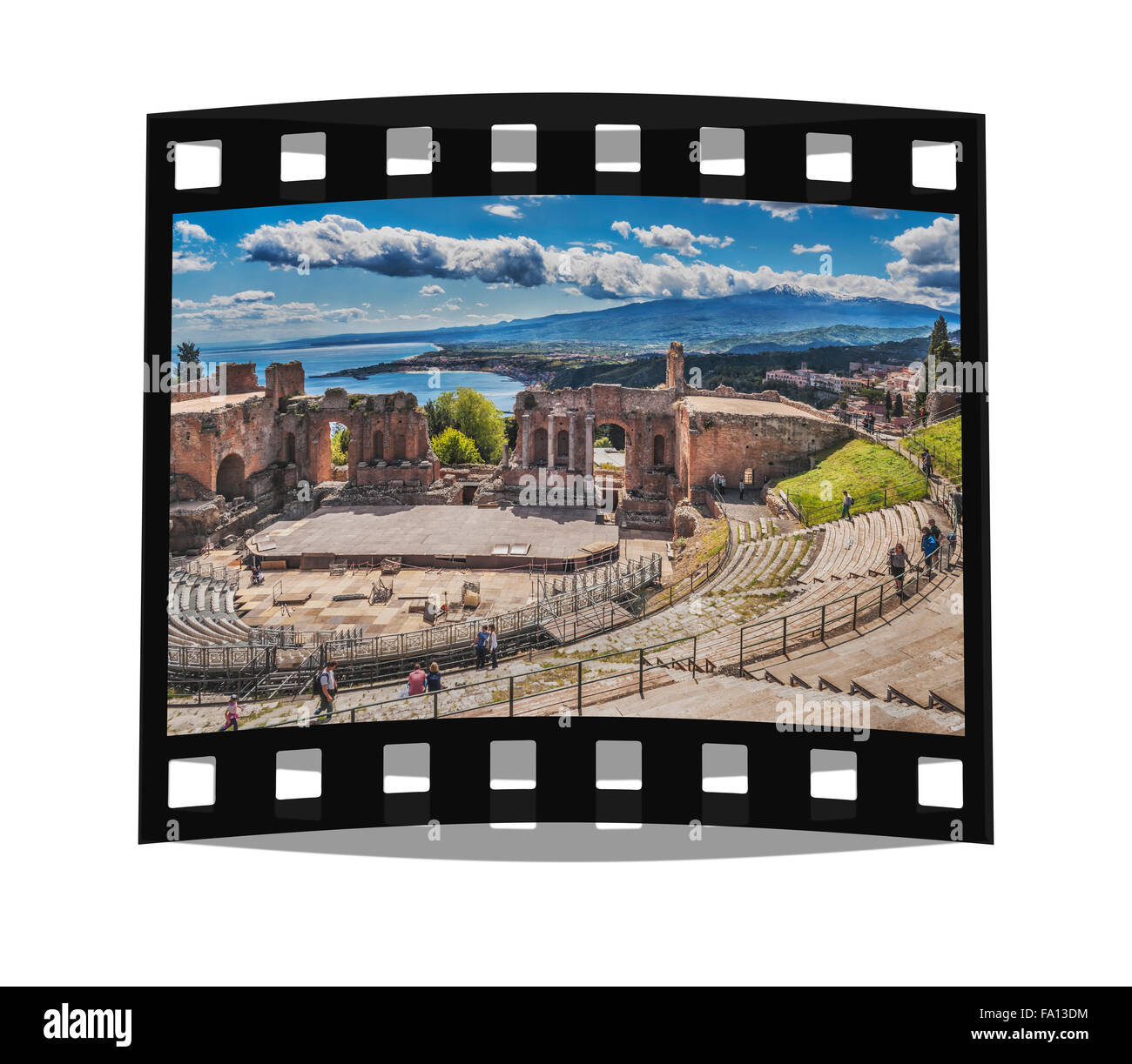 Il Teatro Antico di Taormina è anche noto come il Teatro Greco (teatro greco), in provincia di Messina, Sicilia, Italia, Europa Foto Stock