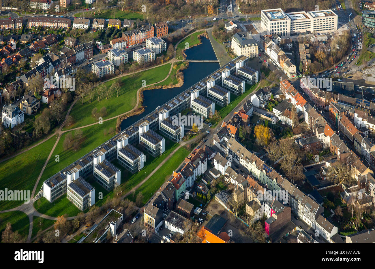 Vista aerea, Rheinelbe Science Park, un progetto di International Building Exhibition Emscher Park, Solar Power Plant Foto Stock