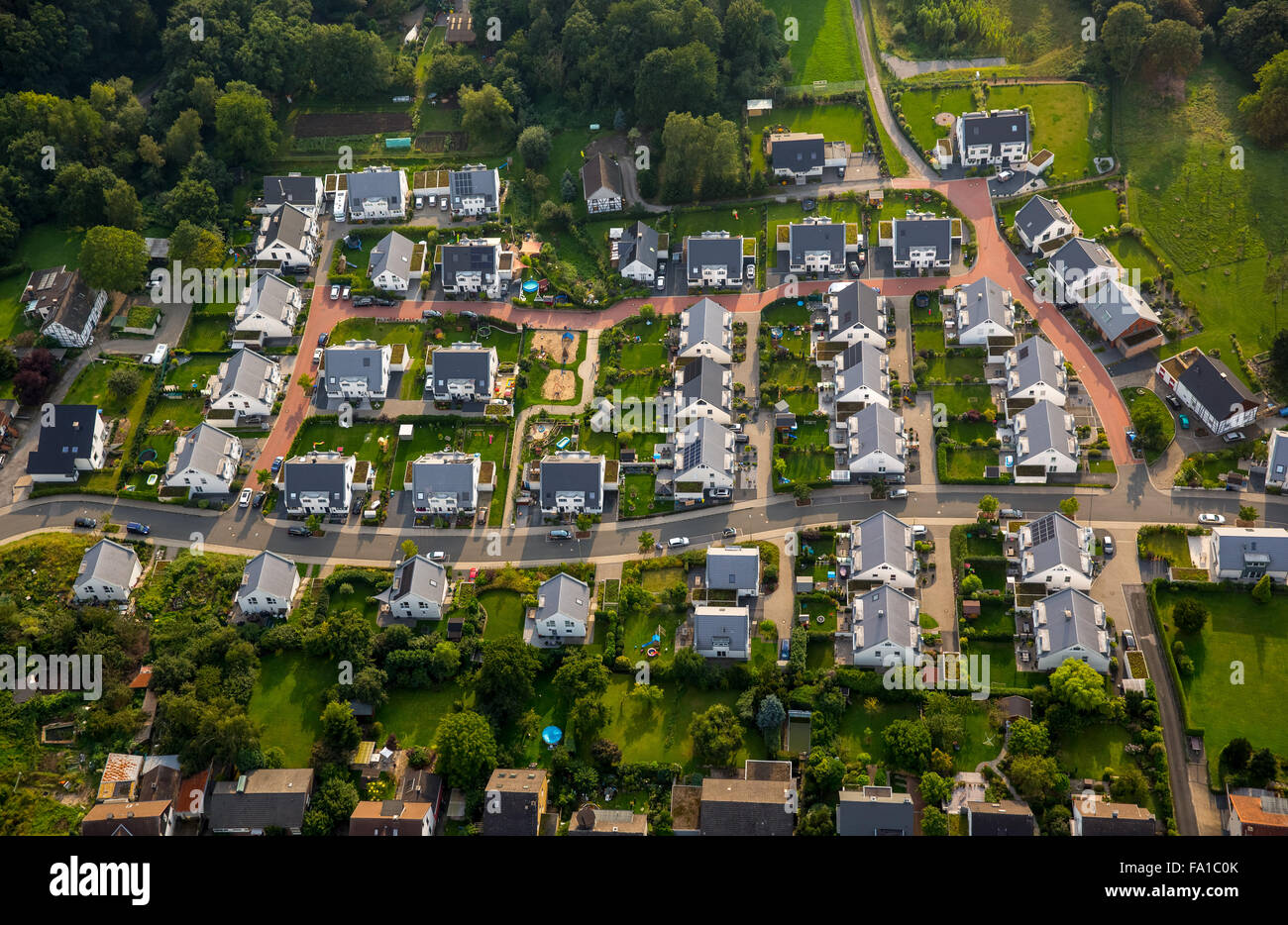 Case monofamiliari e case a schiera, immobili residenziali, area di costruzione Baaker Berg, Günter Wüllnerstraße, Foto Stock