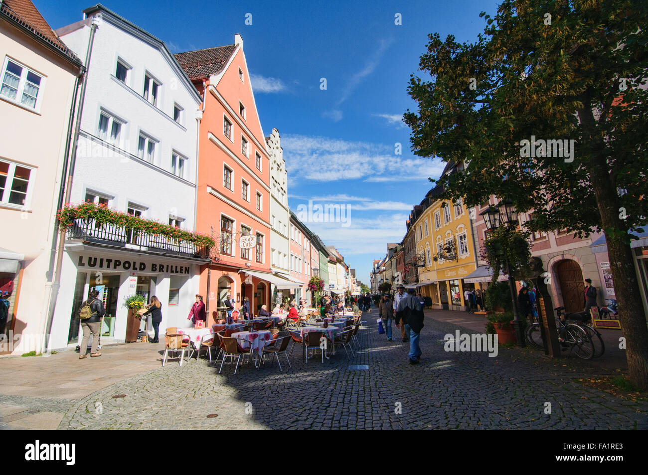 Le scene nel centro della città vecchia di Fussen, Germania Foto Stock
