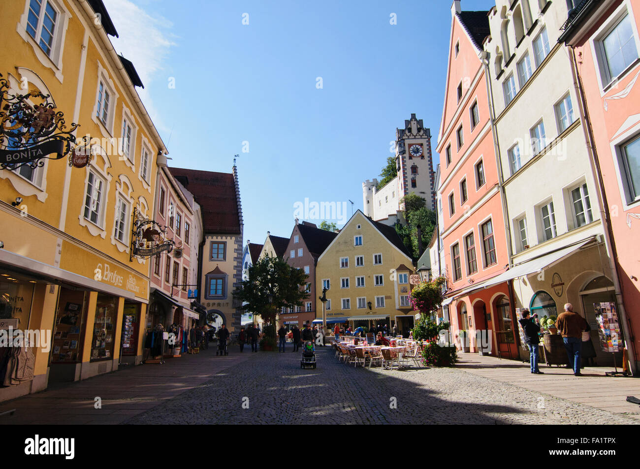 Di scena a la città vecchia a Fussen, Germania Foto Stock