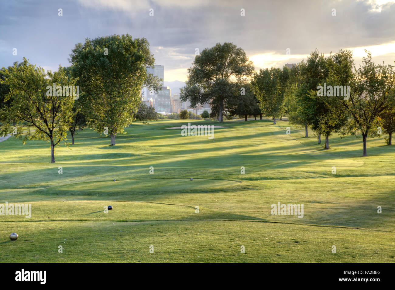 Denver City Park Campo da Golf nel tardo pomeriggio Foto Stock