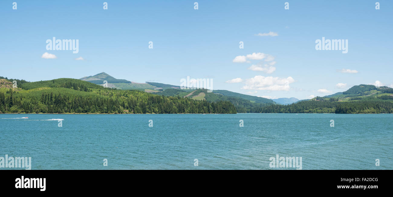 Punto di karité, favorire il panorama sul lago, Sweet Home, Oregon Foto Stock