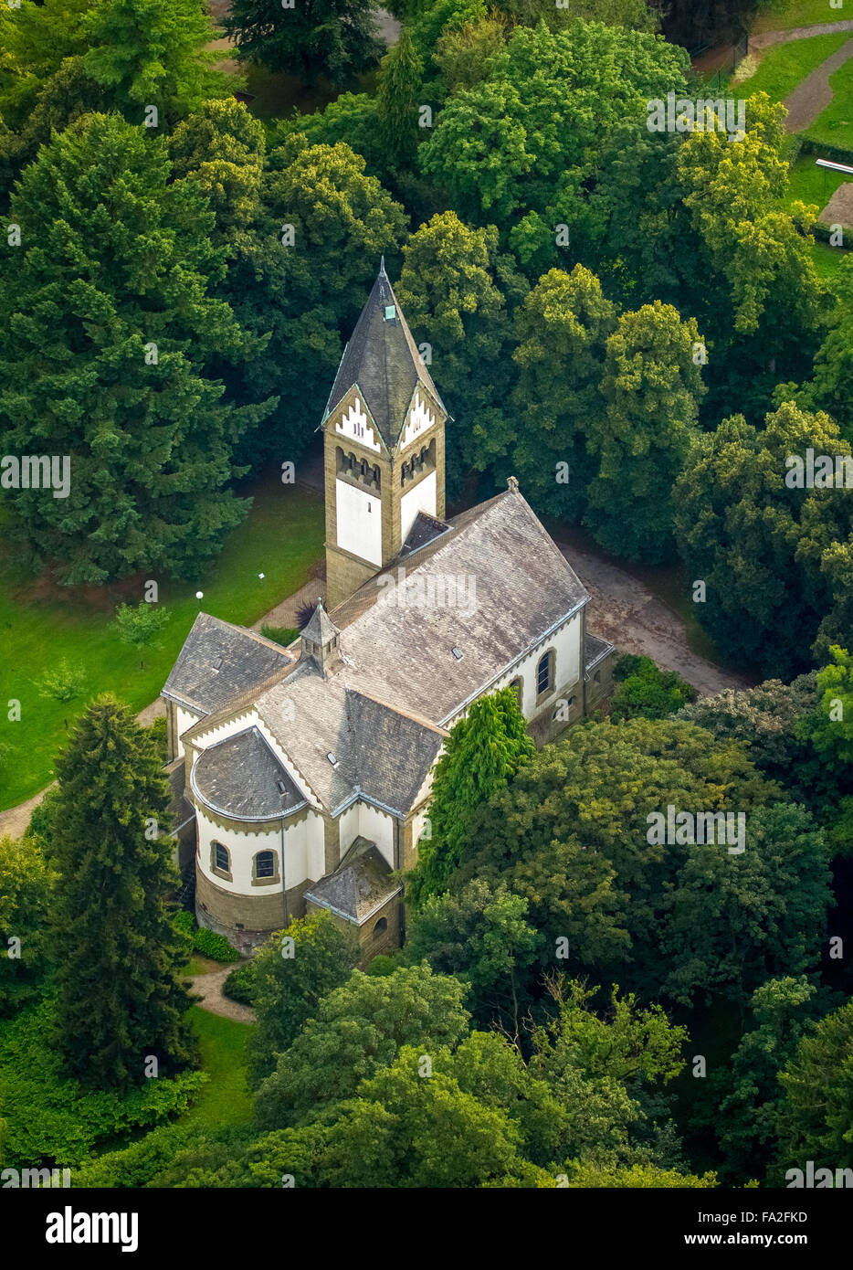 Vista aerea, Elisabeth Chiesa, alla LWL Clinic Warstein, Associazione Regionale di Westphalia-Lippe, Warstein, Kreis Soest, Foto Stock