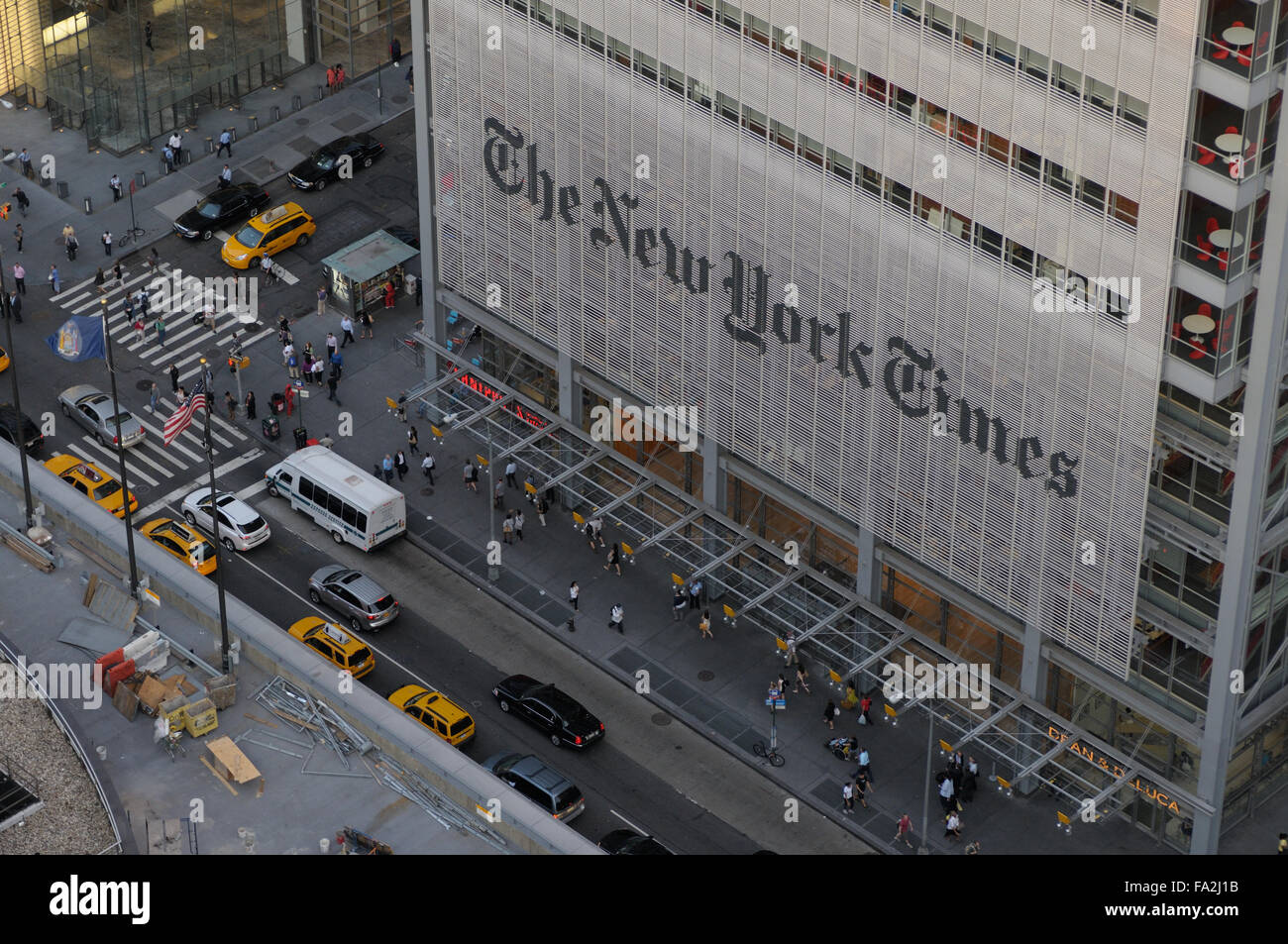 Un giorno vista aerea del New York Times building. Foto Stock