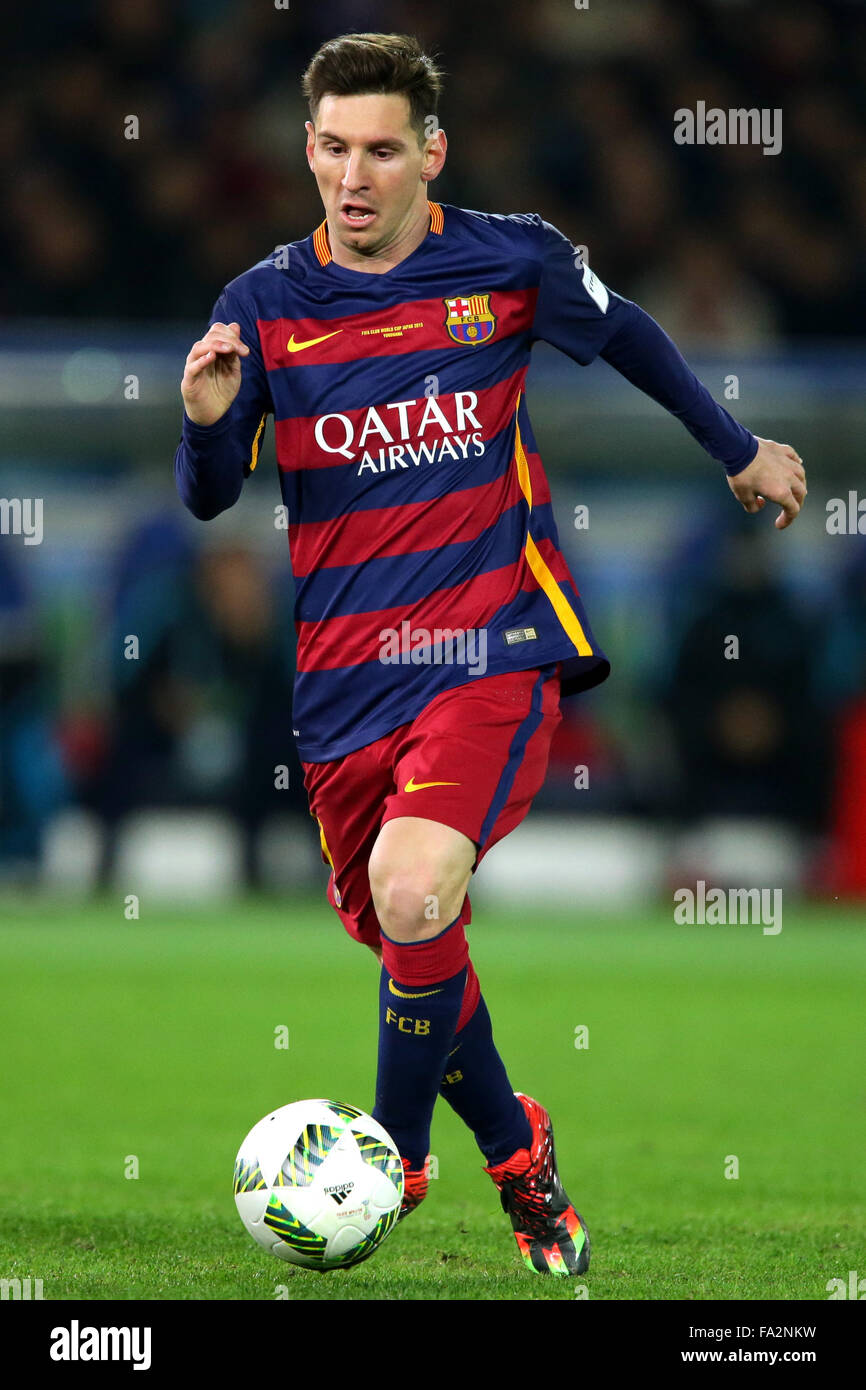 Lionel Messi (Barcellona), 20 dicembre 2015 - Calcetto : Lionel Messi di  Barcellona corre con la palla durante il 2015 Club FIFA World Cup match  finale tra il River Plate 0-3 FC