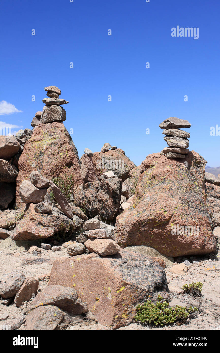 Stone Cairns, Perù Foto Stock