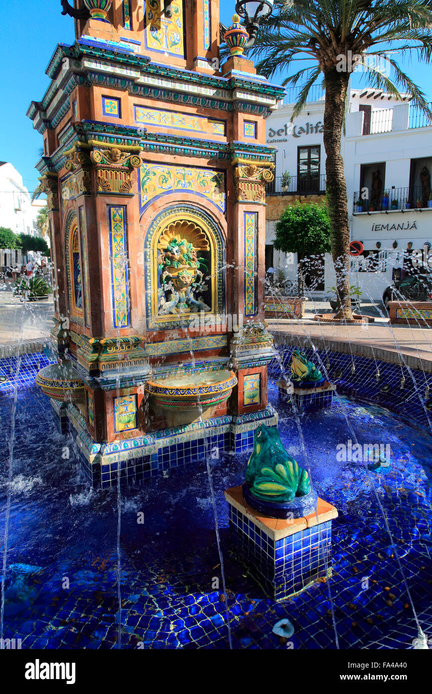 Plaza de Espana, Vejer de la Frontera, la provincia di Cadiz Cadice, Spagna Foto Stock