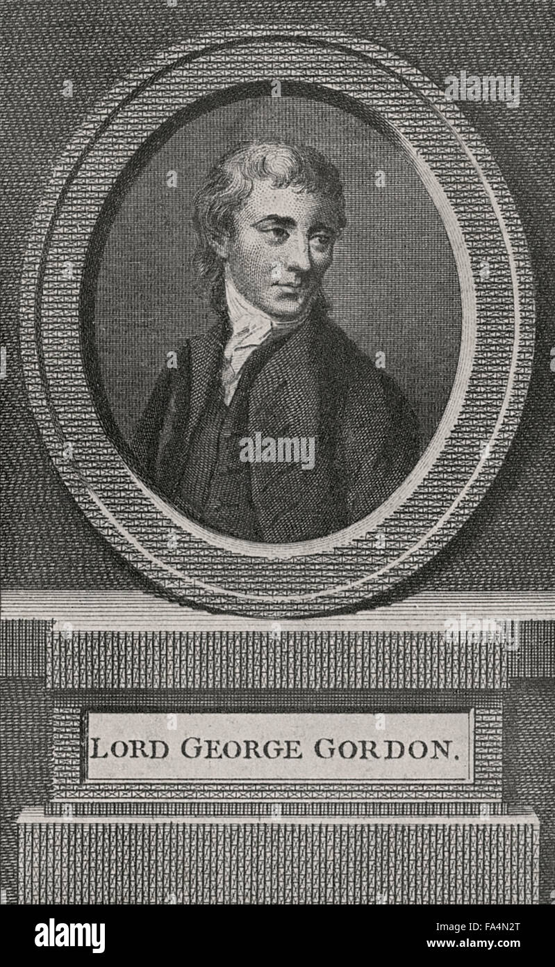 Lord George Gordon (1751-93), uomo politico britannico, diffamata Maria Antonietta, prenota Illustrazione da "Cagliostro, lo splendore e la miseria di un maestro di magia", Chapman e Hall Ltd, W.R.H. Trowbridge, 1910 Foto Stock