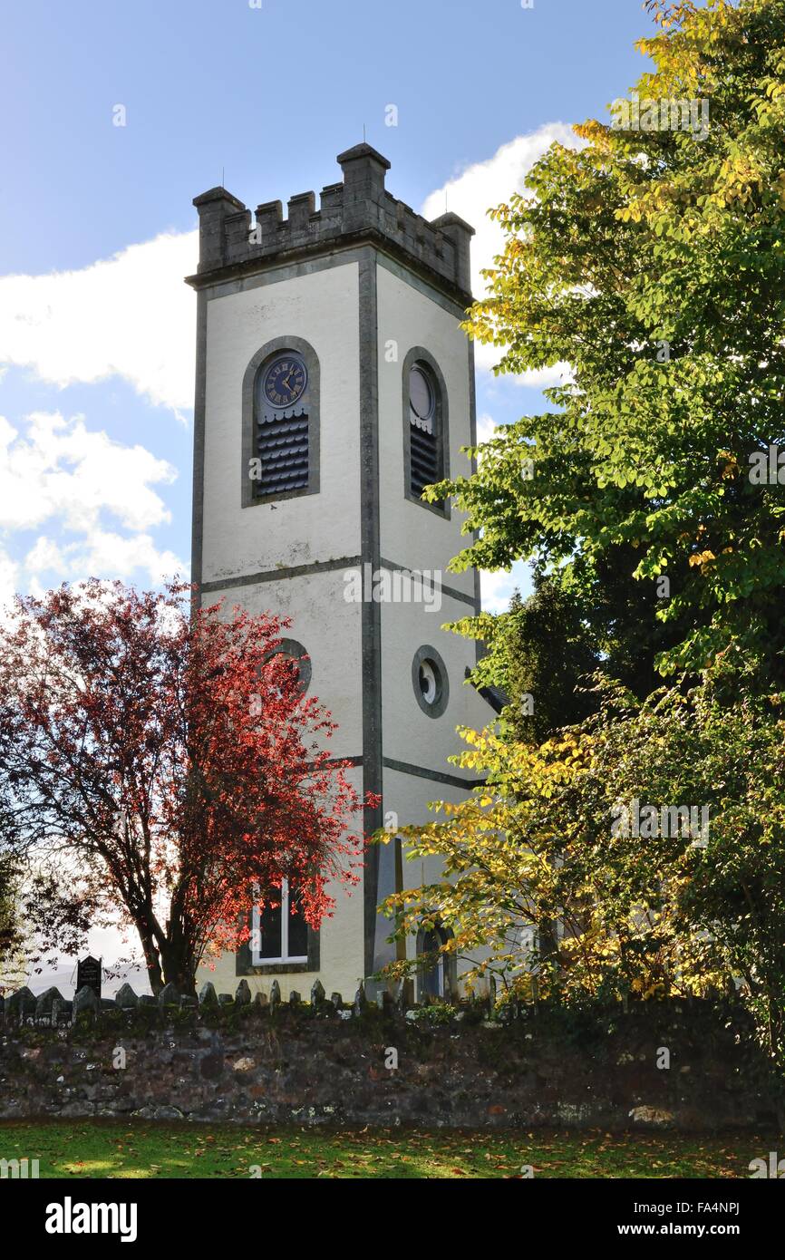 Kenmore Chiesa Parrocchiale di clock tower a Kenmore, Aberfeldy, Perthshire Scozia Scotland Foto Stock