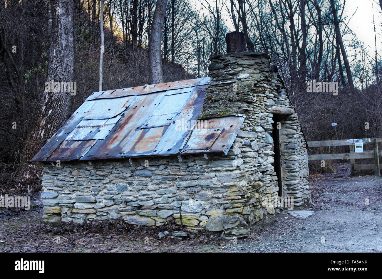 Arrowtown una storica ex oro città minerarie nella regione di Otago nell'Isola del Sud della Nuova Zelanda Foto Stock