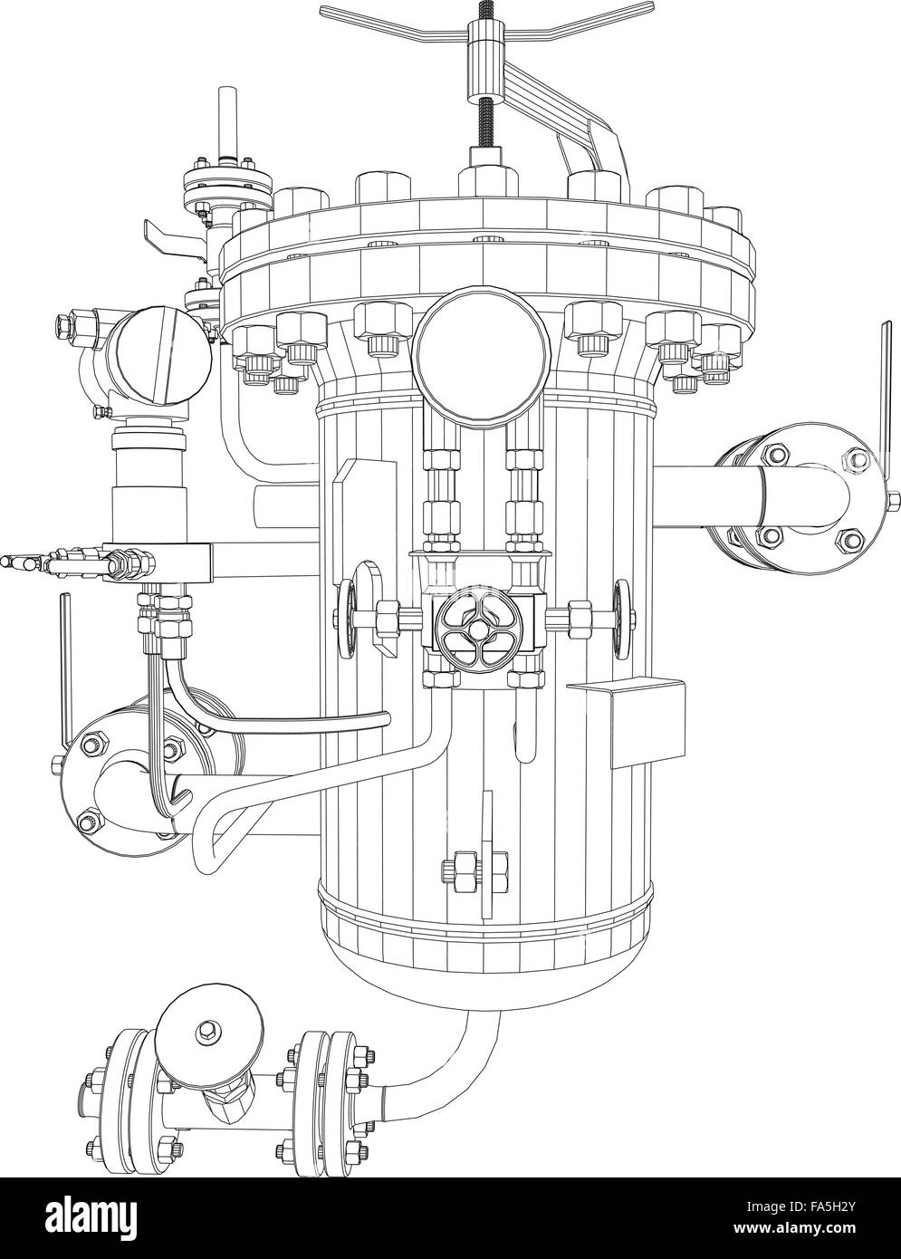 Scetch dello scambiatore di calore Illustrazione Vettoriale