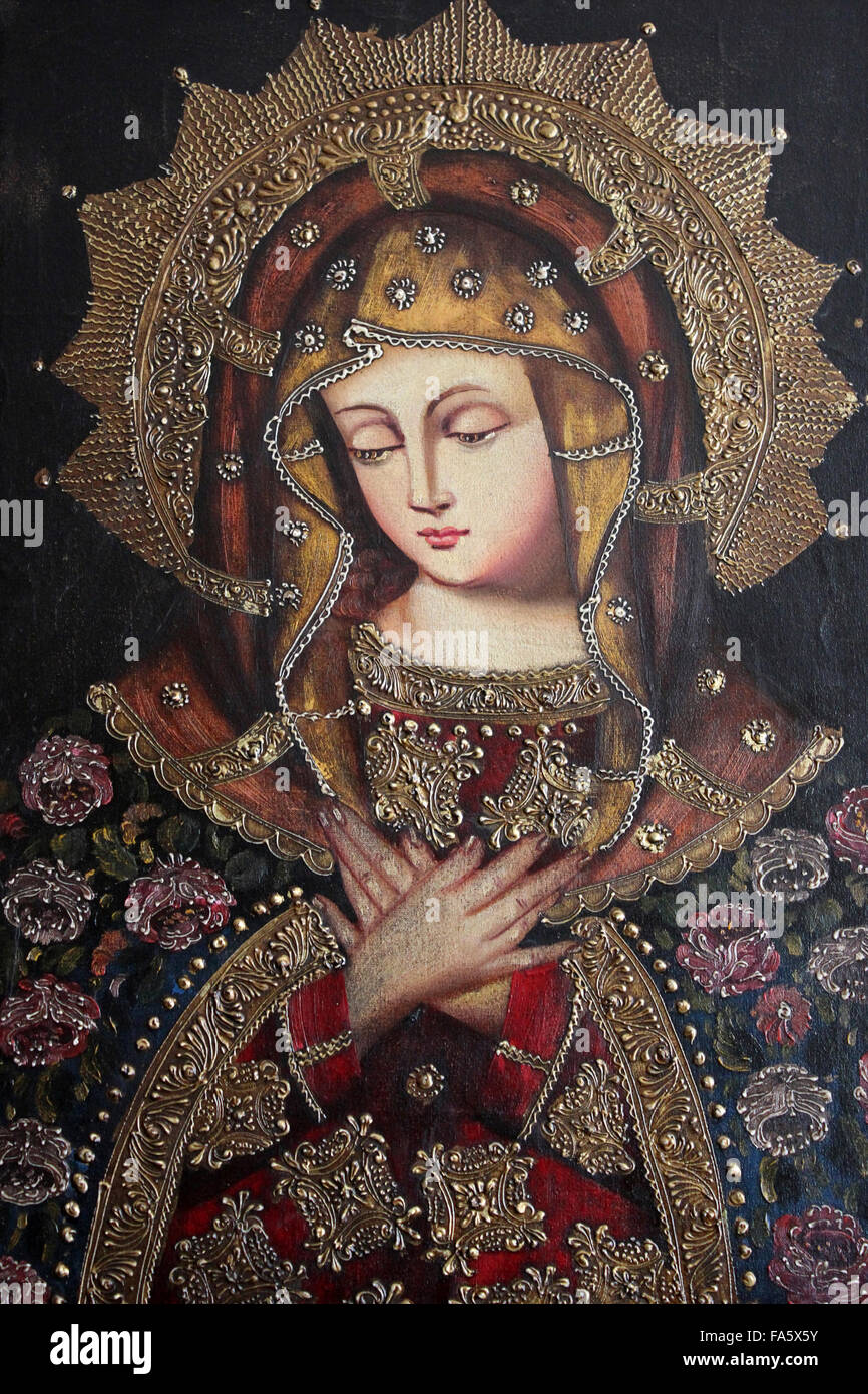 Peruviano di arte religiosa vergine Maria Foto Stock