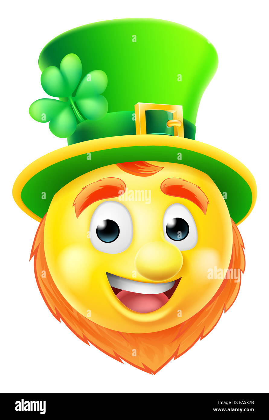 Un cartoon il giorno di San Patrizio Leprechaun emoji carattere emoticon Foto Stock
