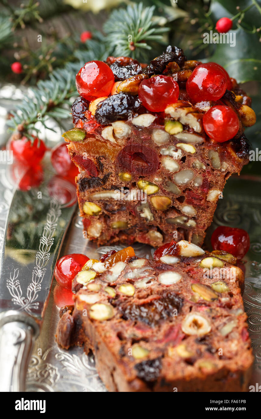 Natale torta di frutta Foto Stock
