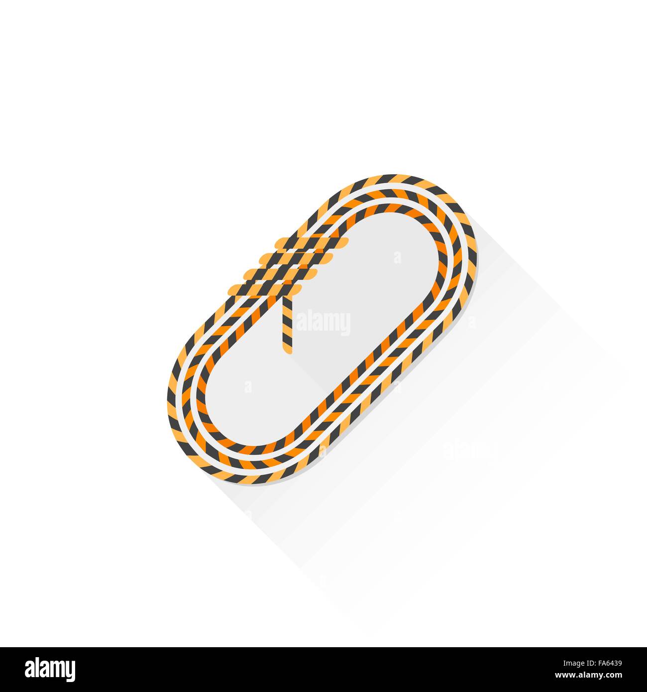 Vettore di colore arancione bobina di arrampicata della fune piatta color design illustrazione isolato su sfondo bianco con ombra Illustrazione Vettoriale