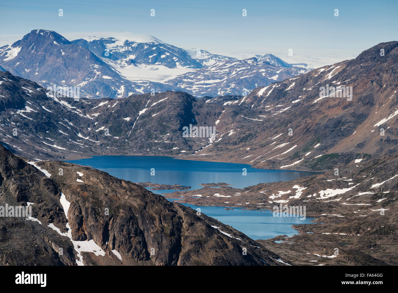 Paesaggio di montagna, Tasiilaq, Groenlandia Foto Stock