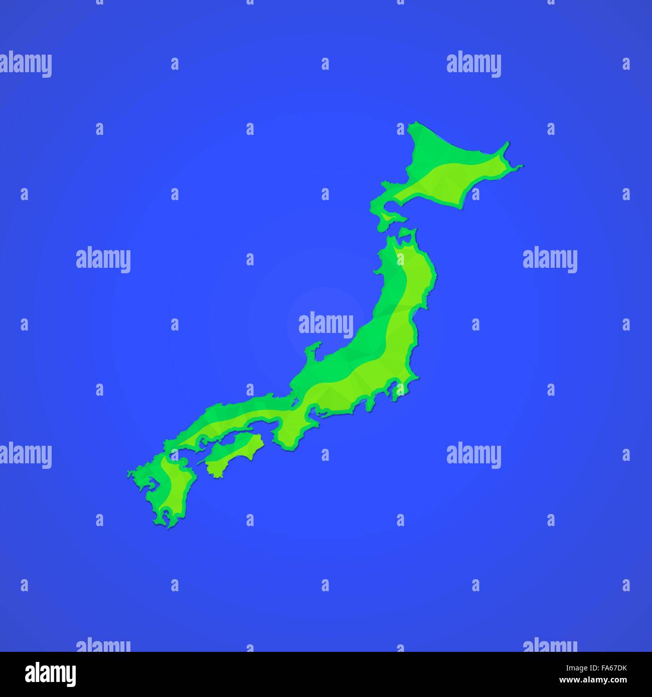 Vettore mappa colorato design piatto abstract giappone Honshu Hokkaido isole isolate illustrazione sfondo blu Illustrazione Vettoriale