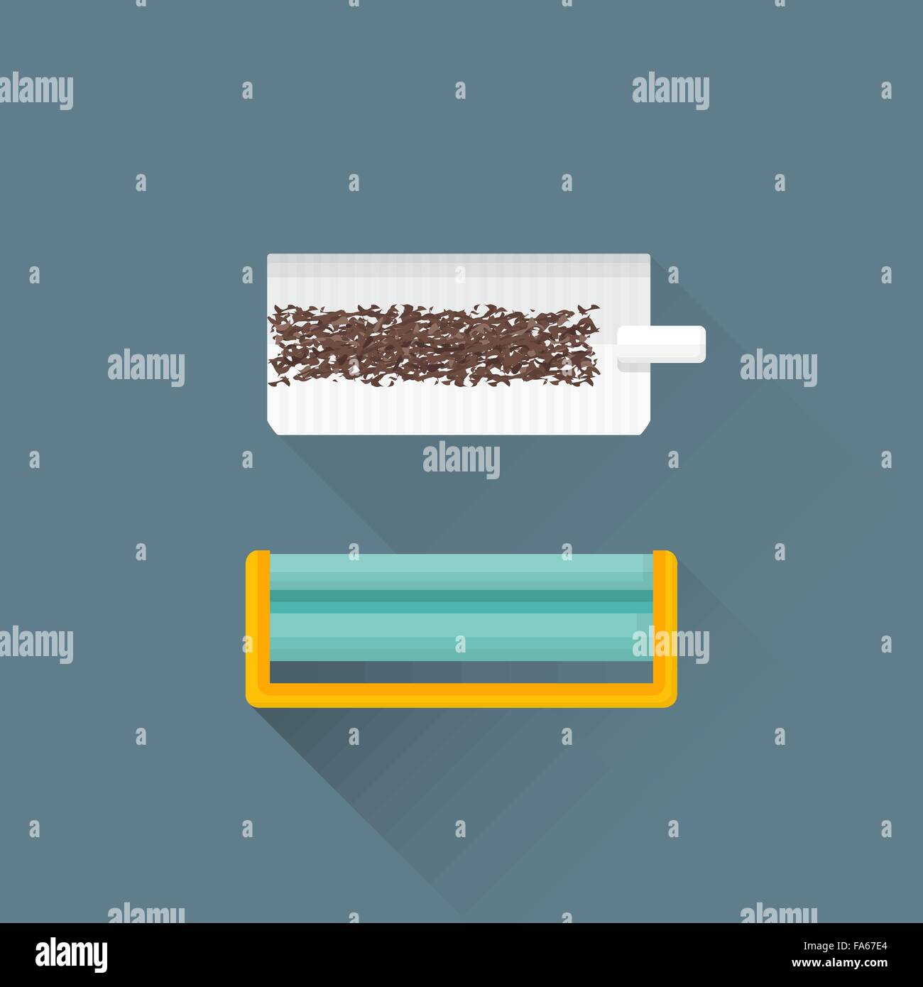 Vector colorato design piatto il tabacco da arrotolare la carta da filtro macchina illustrazione isolati uno sfondo grigio ombre lunghe Illustrazione Vettoriale