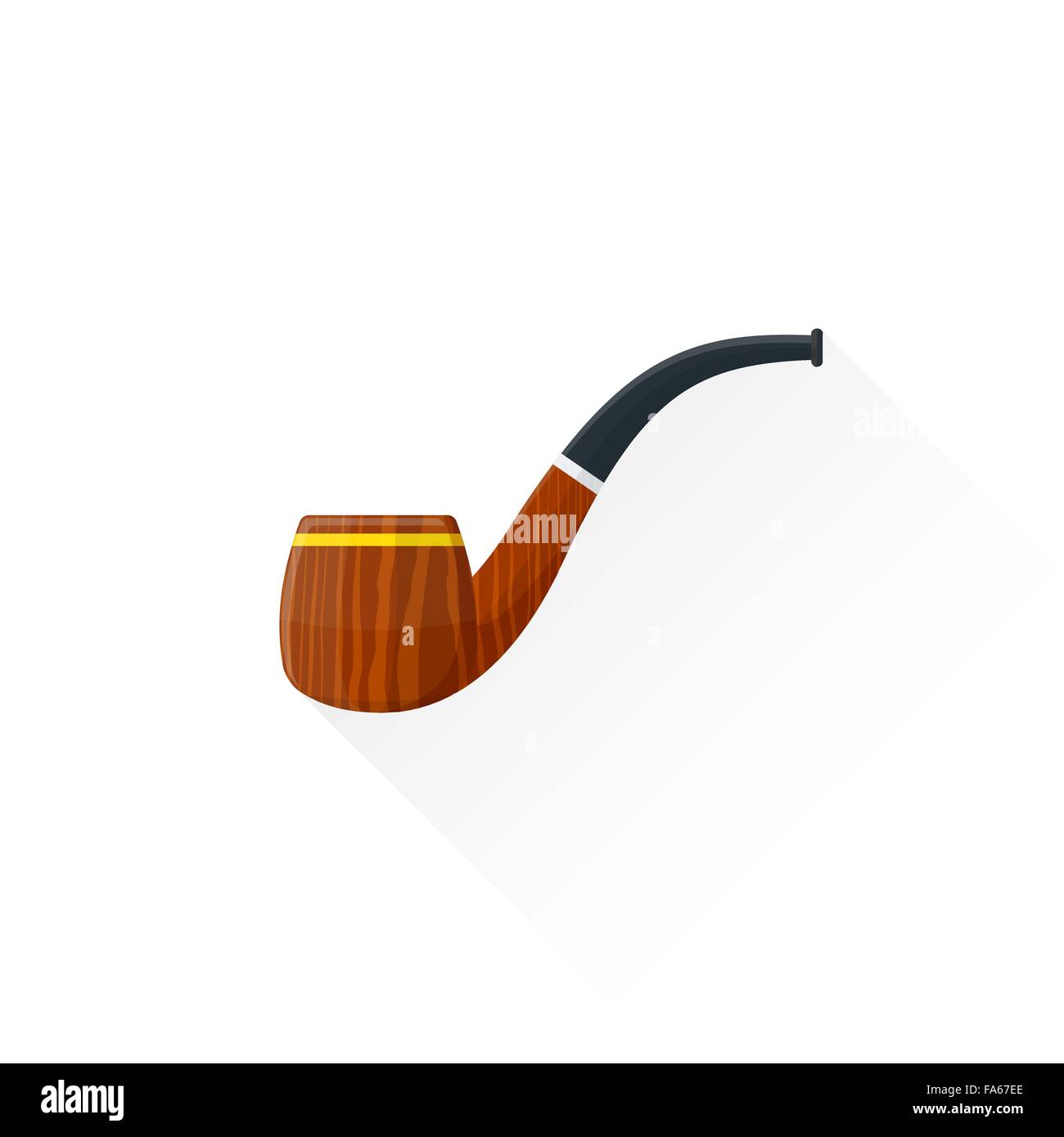 Vettore di colore marrone design piatto di legno tabacco testurizzata tubo striscia oro nero boccaglio isolato immagine sfondo bianco Illustrazione Vettoriale