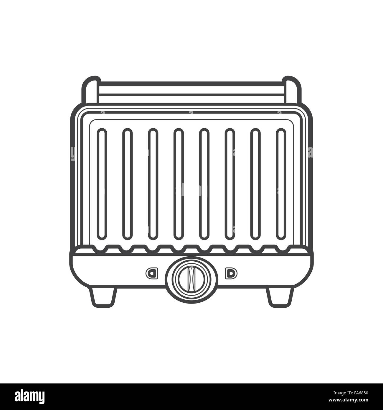 Vettore di contorno monocromatica electric press contact planchetta grill isolato contorno nero illustrazione su sfondo bianco Illustrazione Vettoriale