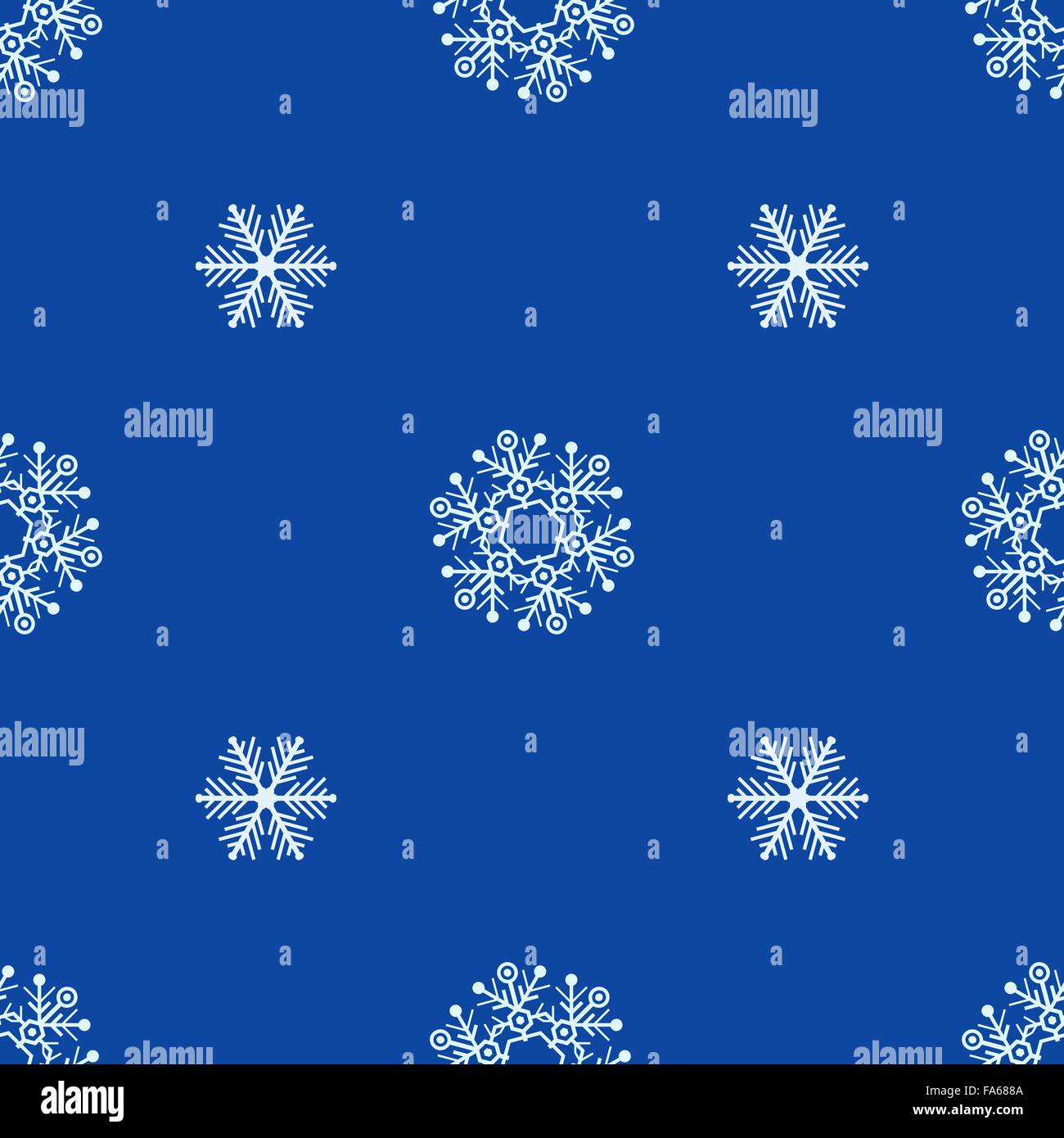 Vector colorato design piatto nuovo anno bianco Natale fiocchi di neve ciano seamless pattern su sfondo blu Illustrazione Vettoriale