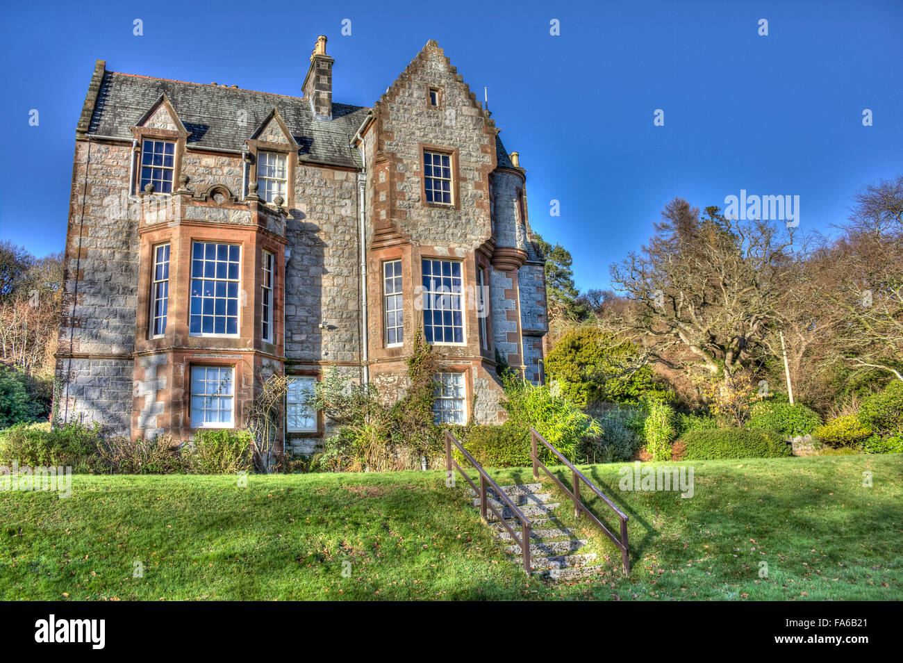 Shambellie House vista posteriore HDR (High Dynamic Range) nel novembre 2015 Foto Stock
