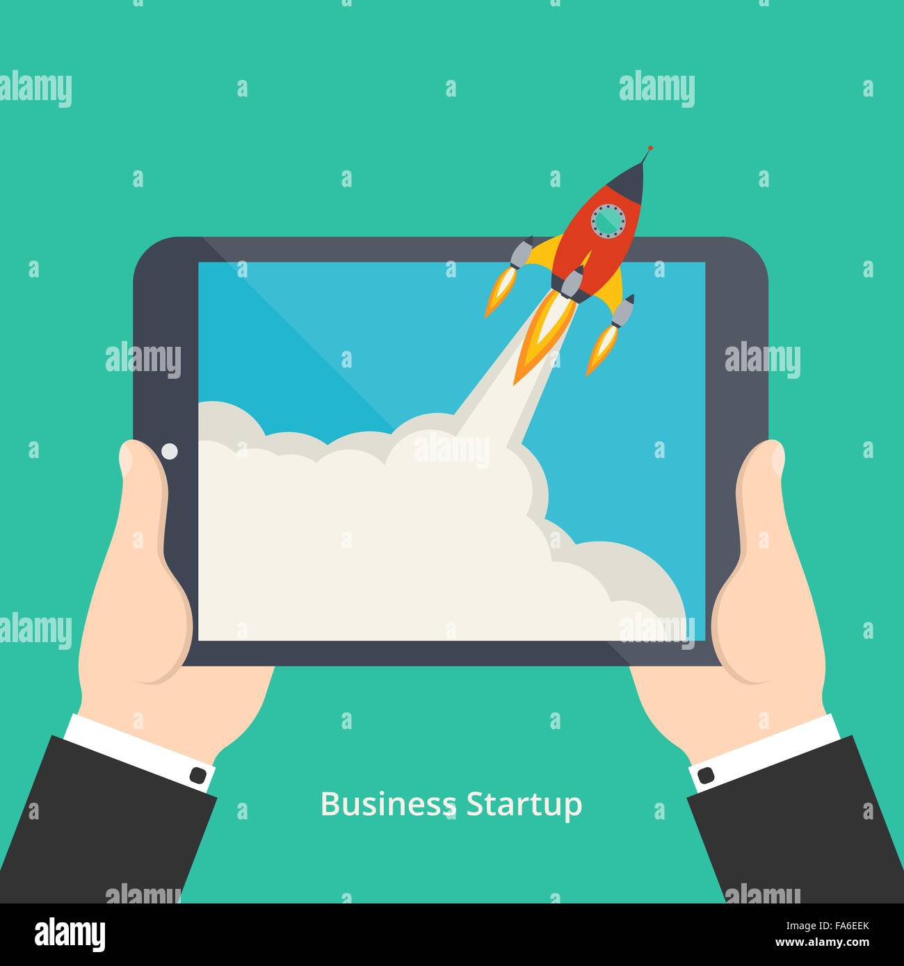 Illustrazione Vettoriale di nuovo business di avvio del progetto di sviluppo o il lancio di un nuovo prodotto o servizio per il vostro design Illustrazione Vettoriale