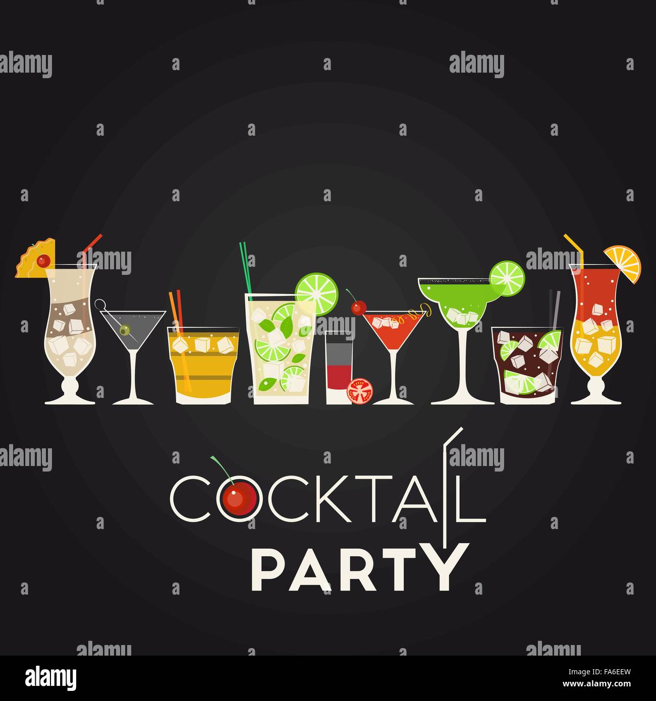 Set di vettore di diversi cocktail di alcool Illustrazione Vettoriale