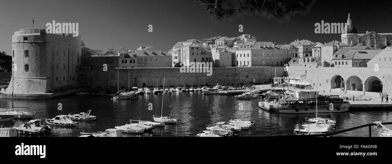 Estate, barche nel porto vecchio di Dubrovnik, Dubrovnik-Neretva County, costa dalmata, Mare Adriatico, Croazia, Balcani, Europa Foto Stock