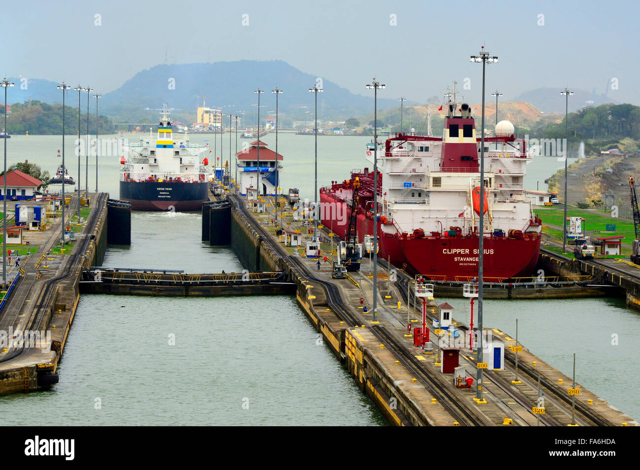 Pedro Miguel si blocca sul canale di Panama America Centrale Foto Stock