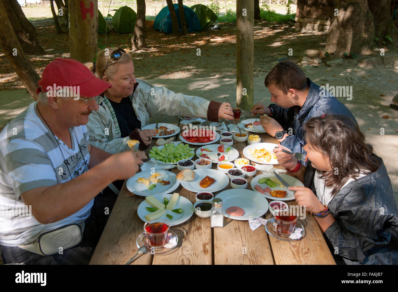 Türkei, westliche Schwarzmeerküste, Provinz Sinop, Erfelek, Picknickplatz an den Erfelek-Wasserfällen Foto Stock