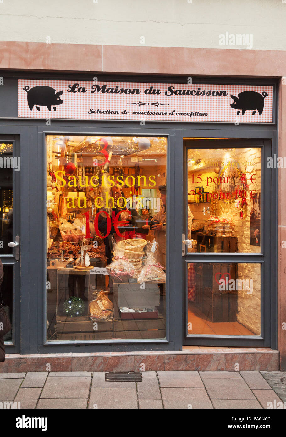 La Maison de salsiccia ( salsiccia shop ) boucherie, Strasburgo, Francia Europa Foto Stock