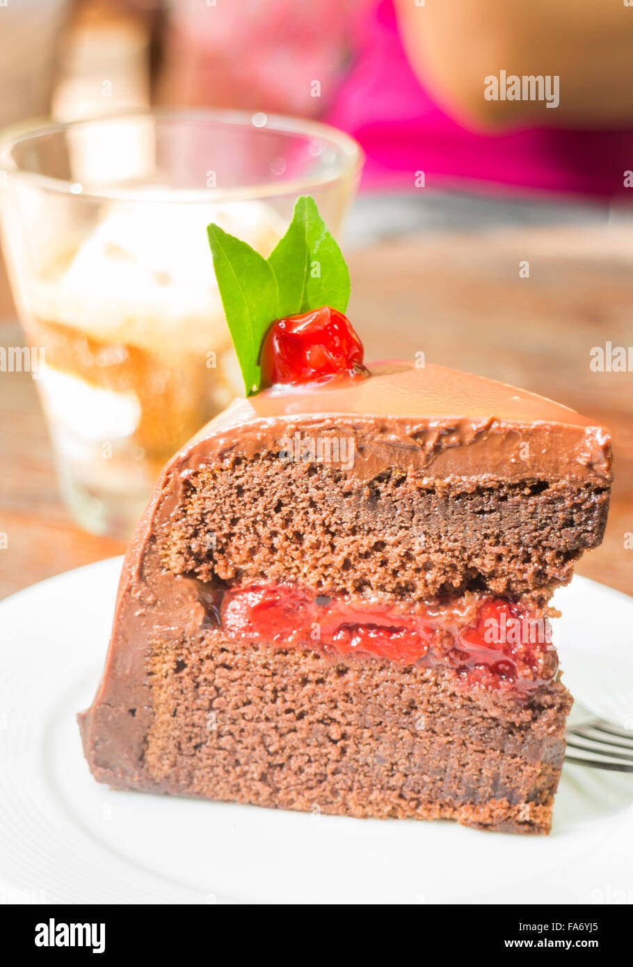 Affogato espresso e la torta della Foresta Nera, stock photo Foto Stock