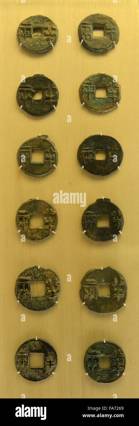 Semi-liang denaro di Qin membro. Il Museo di Shanghai. Foto Stock