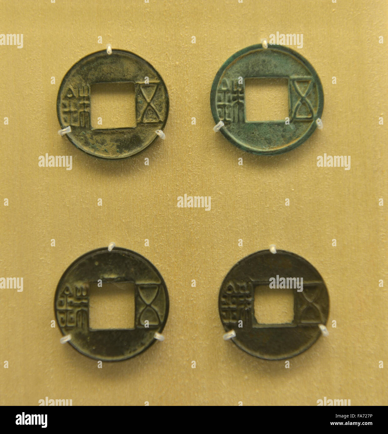 Wuzhu monete. Han Occidentale (206 A.C. al 25 D.C.). Il Museo di Shanghai. Foto Stock
