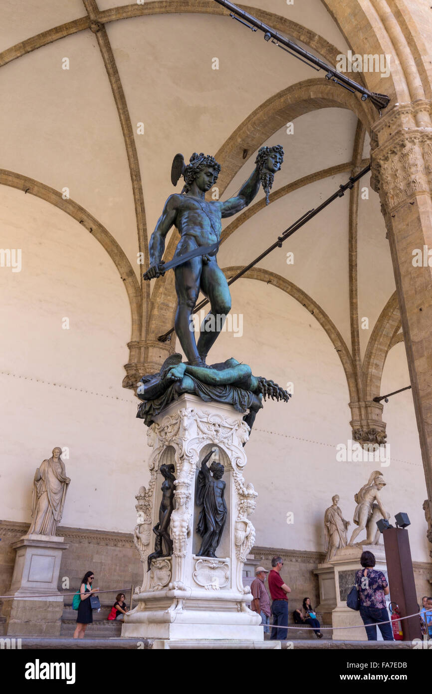 L'Italia, Firenze, Loggia dei Lanzi, Perseo statua Foto Stock