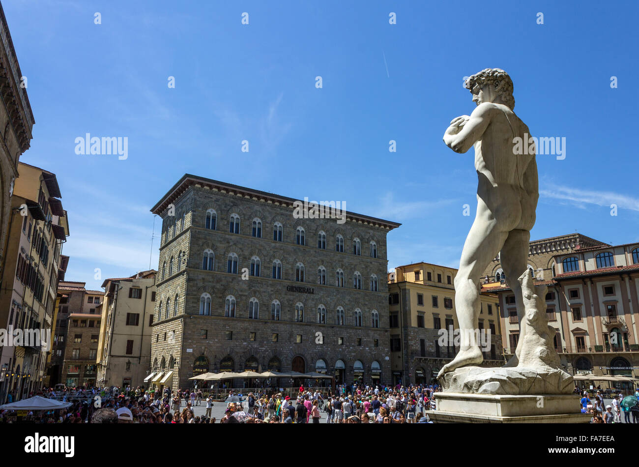 L'Italia, Toscana, Firenze, Piazza della Signoria, la statua di Davide Foto Stock