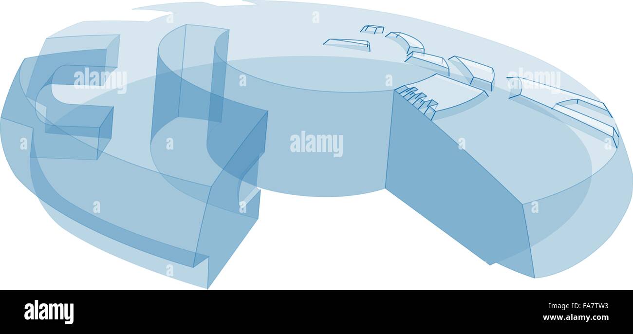 Un bel blu trasparente dissipatore di futuro 3D disco. Sfondo tecnologico - appiattire isolato illustrazione vettore master Illustrazione Vettoriale