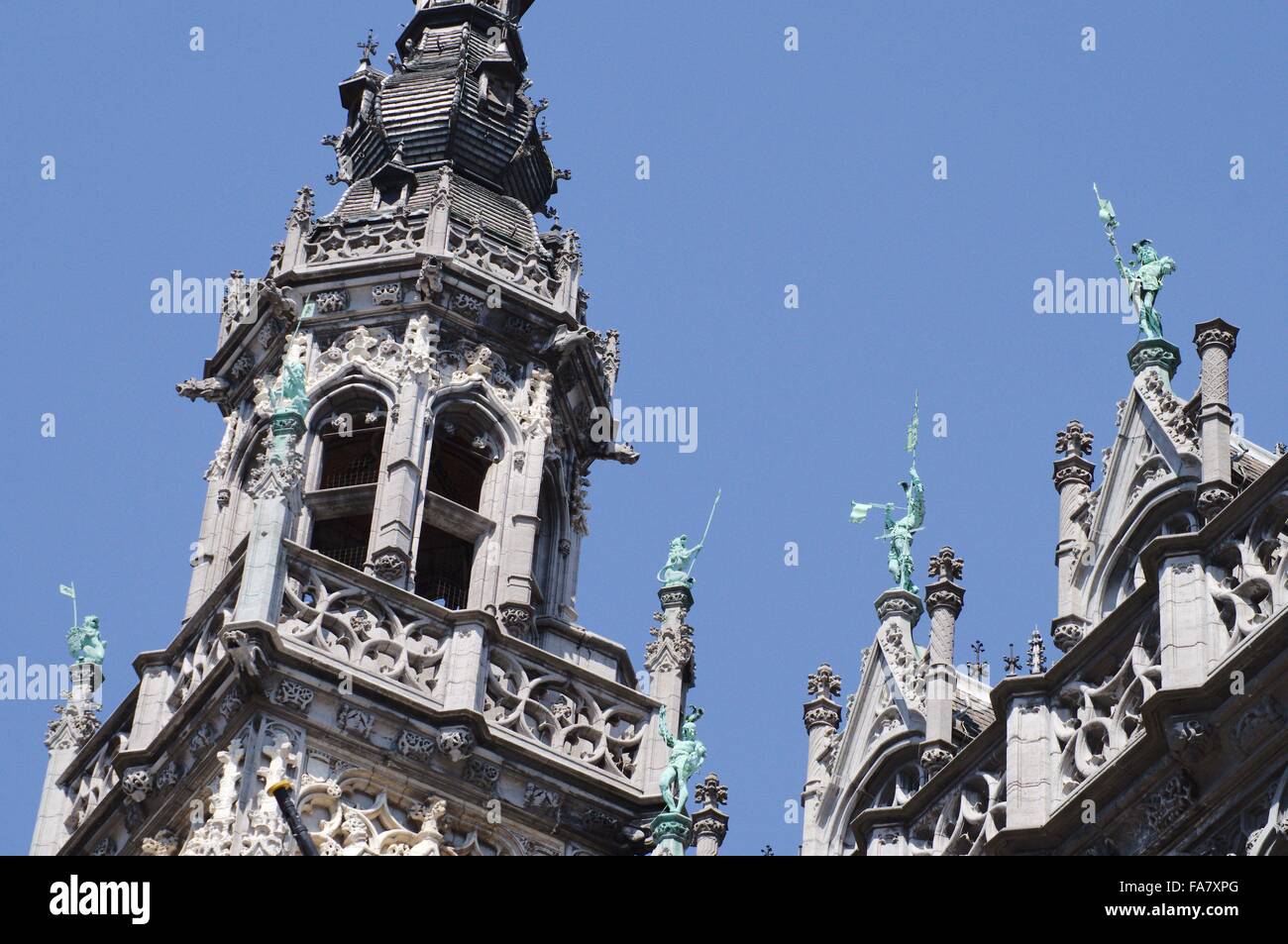 Brussels City Hall, dettaglio : cima della torre. Foto Stock