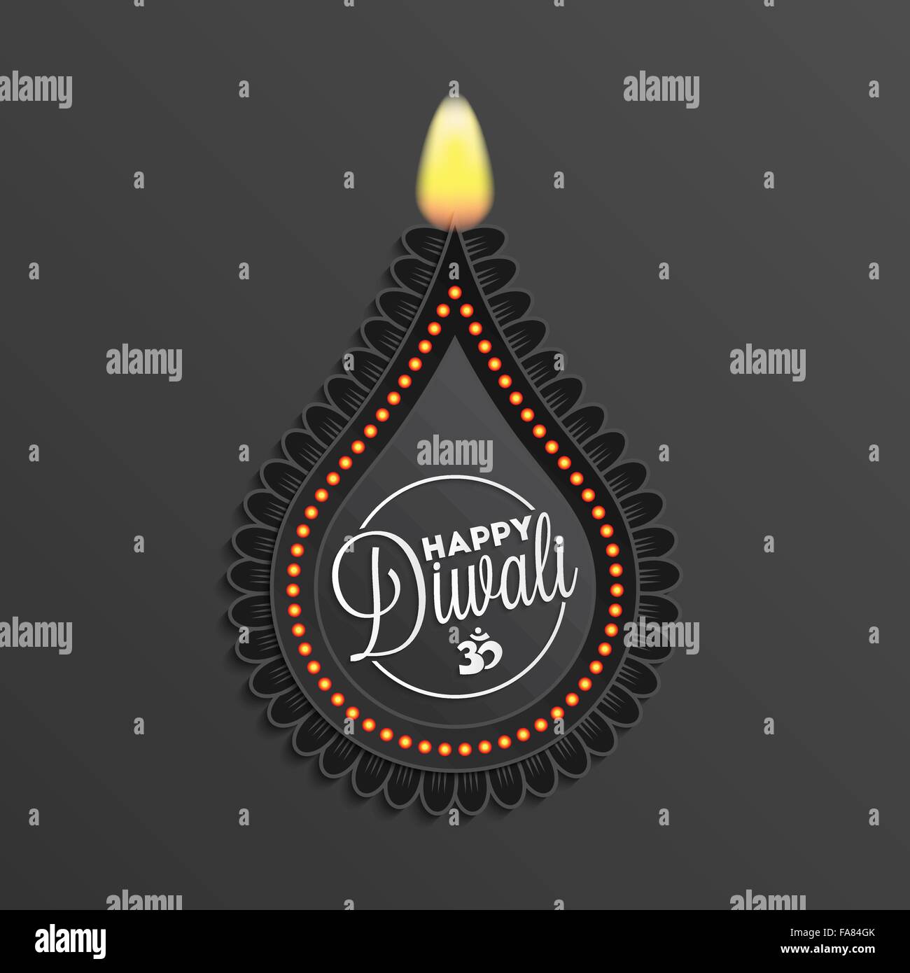 Diwali diya olio lampada per il tuo biglietto di auguri design Illustrazione Vettoriale